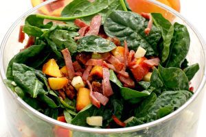 Grilled Peach and Turkey Bacon Salad